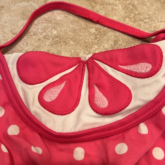Girls one piece Gymboree swimsuit with flower and bow details and polka dots - Picture 5 of 5